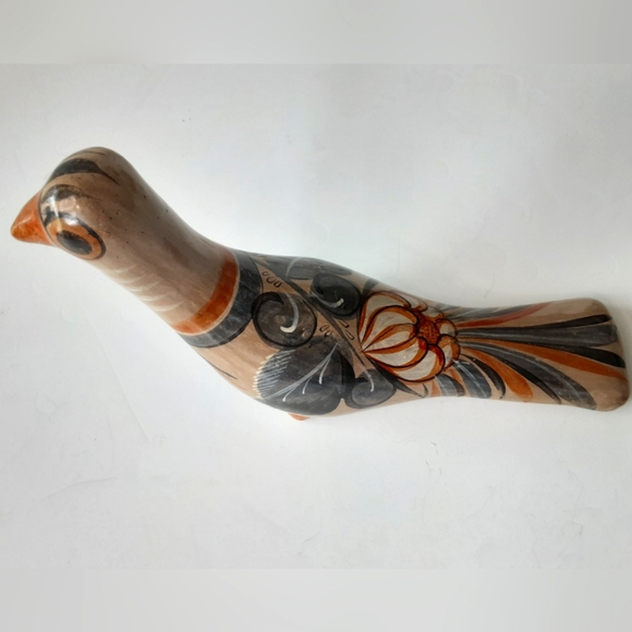 VTG MEXICAN TONALA Folk Art Hand Painted Long Tail Bird - Picture 5 of 11